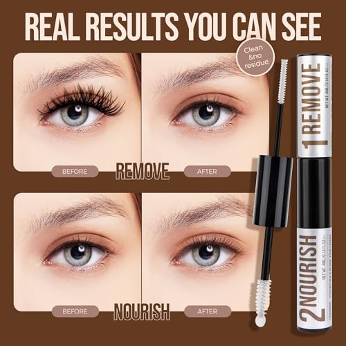 LASHVIEW Lash Remover and Conditioner, 5s Remove Eyelash Clusters Infused with Castor Oil to Improve Eyelash Resilience, Refreshed and Moisturized