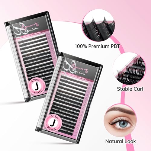 Beauty7 Mixed Volume Under Bottom Lower Individual False Eyelash Extension Tray Matte Synthetic Mink Lash (0.15 Thickness, J Curl)