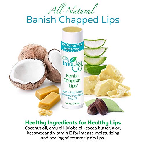 Emu Joy - Natural and Organic Emu Oil Lip Balm Hydrating, Pocket-Size Unflavored & Unscented Lip Balm with Emu Oil - Best for Severely Chapped Lips