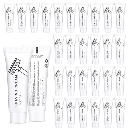 Shaving Cream Bulk, 10ml/0.35fl Oz Travel Shaving Cream, Individually Packaged, Suitable For Travel, Hotel, Home, Camping, Charity, Homelessness (50-PACK)