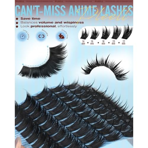 Manga Lash Clusters With Spikes Volume Eyelash Clusters Anime Cluster Eyelash Extensions 14-22mm D curly Individual Lashes Wet-Look Fairy Cluster Lashes
