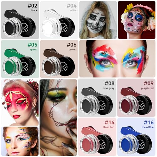 Eyeliner Gel Set,Long Lasting Waterproof With 5.51 IN Long Eyeliner Brush,High-Intensity Pigments Smudge-Proof Eye Liner Makeup Creamy Gel 5G-Black