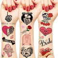 288PCS Til Death Do Us Temporary Tattoos Stickers Pre-cut Bride or Die Wedding Tattoos Gothic Halloween Bachelorette Stickers Tattoos for Bridal Shower Bachelorette Party Supplies Decorations