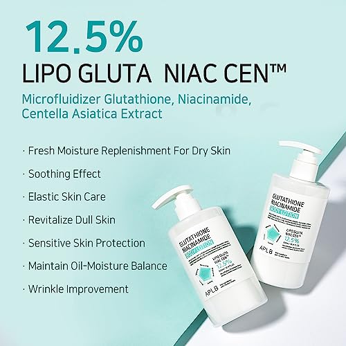 APLB Glutathione Niacinamide Body Lotion | LIPO GLUTA NIAC CEN¢â 12.5% 10.14 FL.OZ/Korean Skincare, Long lasting hydration, Revitalize for gentle and improve skin texture