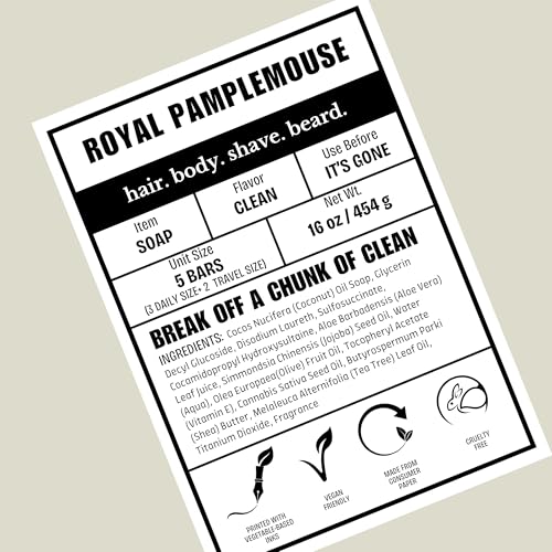 made One Beefy Bar | Royal Pamplemousse | Shampoo, Body Wash & Shaving Soap | Grapefruit & Sandalwood Scent | Breakaway Brick Design | Moisturizing with Coconut Oil, Shea Butter & Aloe Vera | 16 oz