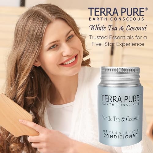Travel Size Hotel Conditioner 300 Count 0.85 oz Bottles Guest Amenities for Hotels Vacation Rentals and Short Term Rentals Paraben Free Green Tea Scent Infused with Aloe and Olive Oil by H2O Therapy)