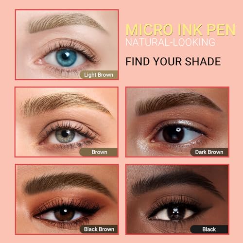 Microblading Eyebrow Pen - 2-in-1 Dual-Ended Eyebrow Pencil with Micro-Fork Tip & Precise Brush-Tip for Natural, Long Lasting Brows - Black