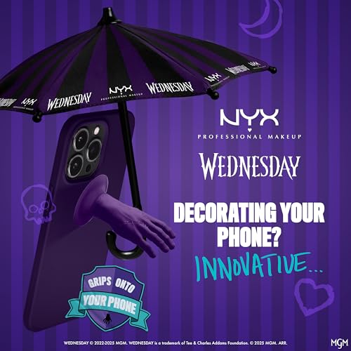 NYX PROFESSIONAL MAKEUP Wednesday Phone Umbrella, Decorative Miniature Attachment, Blocks Sunlight, Rain & Glare for Phone or Tablet
