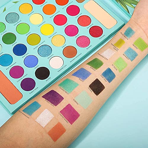 Docolor 16Piece Colorful Eye Makeup Brushes Set + 34 Colors Tropical Eeyshadow Palette Christmas Gift Premium Eye Blending Synthetic Eyeshadow Brushes Set