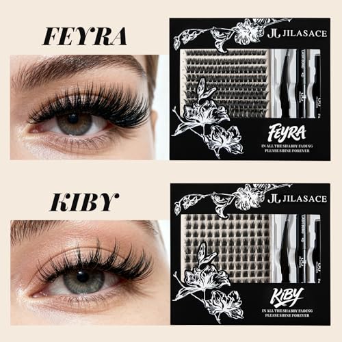 Eyelash Extension Kit ¡¼Feyra¡½DIY 228-Piece Eyelash Clusters Extension Set, Includes Eyelash Glue and Sealing Adhesive, with Eyelash Tweezers, Suitable for Self-Use (80D, 8-16mm Set)