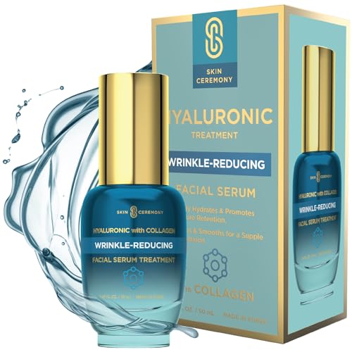 Hyaluronic Acid & Collagen Wrinkle Reducing Serum - Deep Hydration, Plumps & Smooths Skin - Dermatologist Tested, Clean Beauty, Korean Skin Care - 1.69 FL.OZ.