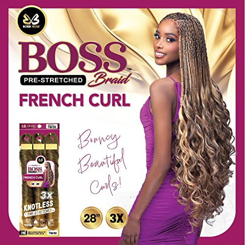 Bobbi Boss Boss Pre-Stretched Braids 3X Knotless French Curl Braiding Hair 28" (1 Pack, 1)