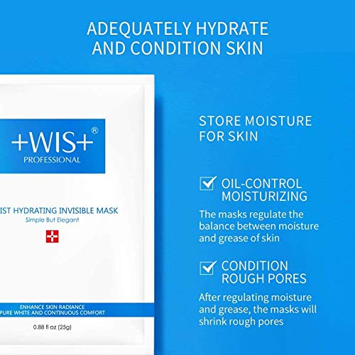 WIS Intensive Hydrating Smoothing Face Facial Sheet Mask 10 Packs, Deeply Moisturizing with Hyaluronic Acid-Witch Hazel for Oil Control & Shrink Pores-Firming & Anti Aging for Men£¦Women