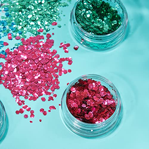 Biodegradable Eco Chunky Glitter by Moon Glitter - 100% Cosmetic Bio Glitter for Face, Body, Nails, Hair and Lips - 3g Set of 6 - plus Glitter Fix Gel