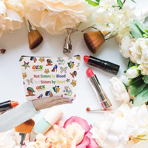 Abstract Boho Green Mountains Sun Cosmetic Bag, Bohemia Mid Century Modern Makeup Bag Zipper Cosmetic Pouch Bag Travel Linen Makeup Organizer, Boho Gifts for Women Her Teen Girls Teens