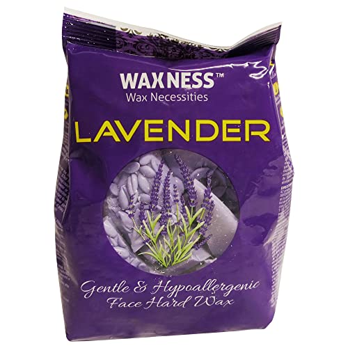 Waxness Lavender Face Hard Wax 0.8 lb (400 g) ? Creamy Stripless Hard Wax for Sensitive Skin, Face, Bikini, Synthetic Resin Formula, Gentle Hair Removal ? Made in Italy