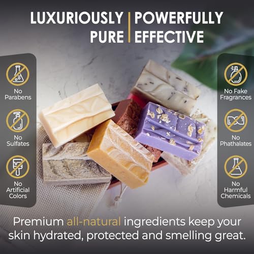 Blue Moon Elise All Natural Soap Bars Variety 10-Pack, Made with Organic Ingredients, Handmade in the USA, Moisturizing and Therapeutic for Face & Body, Sensitive Skin, Men & Women