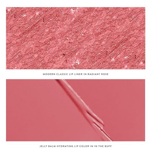 LAURA GELLER NEW YORK Love Your Lips Duo:Jelly Balm Moisturizing Tinted Lip Balm, In the Buff + Modern Classic Long-Lasting Lip Liner, Radiant Rose