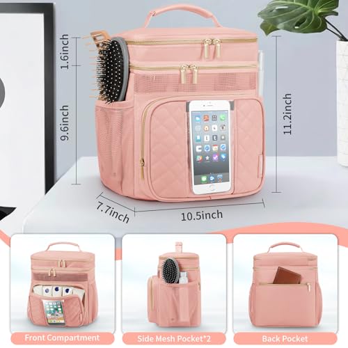 WOOMADA Toiletry Bag with Hanging Hook, Large Hanging Toiletry Bag for Women, Portable Shower Caddy for Travel, Breach, Gym, Camping(Pink)