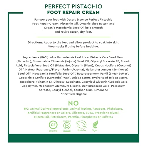 Desert Essence Pistachio Foot Repair Cream - 3.5 Fl Ounce - Pack of 3 - Restores Softness - Skin Repair & Renewal - Pistachio Nut Oil - Shea Butter - Macadamia Seed Oil - Cruelty-Free