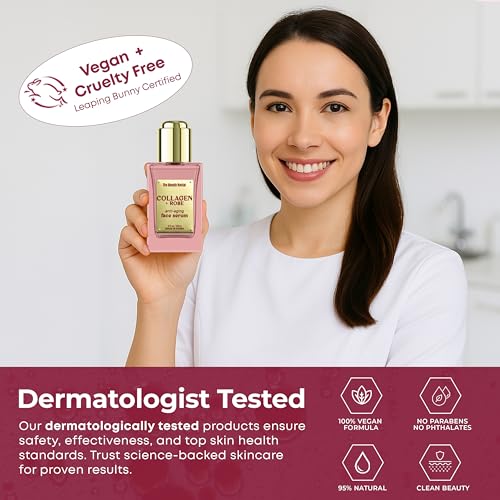 Collagen Face Serum with Rose ? Firms Skin, Boosts Hydration, Soothes Dryness ? Dermatologist Tested, Anti-Aging, Korean Skin Care ? Clean Vegan Formula for Sensitive Skin ? 2 Fl Oz