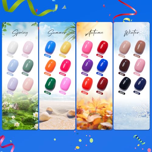 Hema Tpo Free Gel Nail Polish Set- 24Colors 18ml Gel Polish Starter Set with 6PCS Matte Glossy Base Top Coat Primer Blooming Builder Gel At Home Gel Manicure Kit Gifts for Women Girl