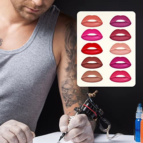 Maitys 5 Sheets Lip Tattoo Practice Skin Lip Blushing Practice Skin for Machine Supplies Makeup(Red)