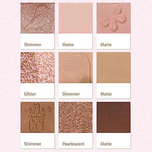 LAVENDER 9 Colors Eyeshadow Palette - Matte & Shimmer Nude Earthy Tone Glitter Long-Lasting British Tea Style Blushed With 3 Brushes
