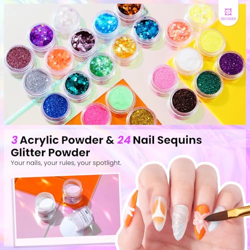 Nail Kit for Beginners with Everything: Professional Nail Kit Acrylic Set with Practice Hand Drill U V Light Gel Polish in Makeup Bag Gift for Women Salon Home (Holo Pink)