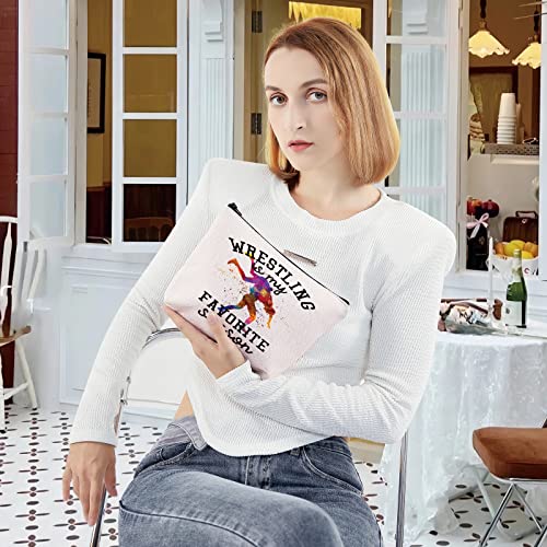 LEVLO Wrestling Sport Cosmetic Make Up Bag - Multicolor Zipper Pouch - Travel Cosmetic Case - Women-Travelers