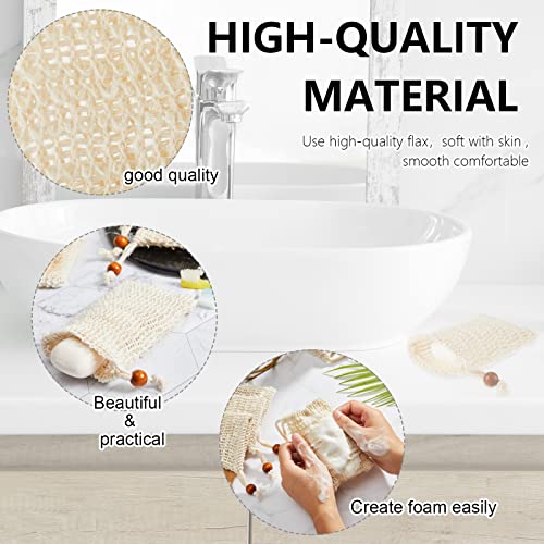 Cunhill 80 Pack Soap Saver Bag Exfoliating Soap Pouch with Drawstring Bar Wooden Bead Foaming and Drying Exfoliating Net for Bath and Shower (3.5x5.5 Inch)