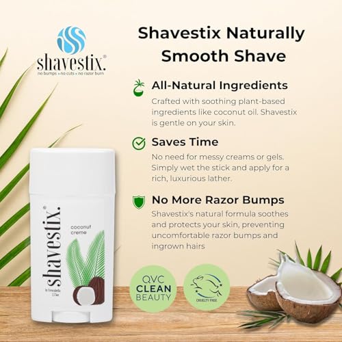 Shavestix Shaving Cream Stick 2.75 Oz [2 Packs]- Travel Size Toiletries for Women | Coconut Milk Based Razors, Shavers Friendly Hair Removal Cream Shave Bar | Sub Shaving Gel, Soap, Foam