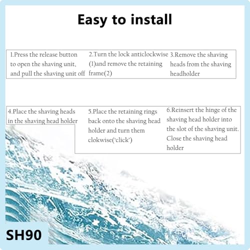 SH90 Shaver Replacement Heads Whole Head Part Compatible with Philips Norelco 9000 Replacement Heads,9000 Replacement Head Compatible with Series 9000 S9531 S8950 S8980/12 S9721/84 S9511 S9311/21 Etc