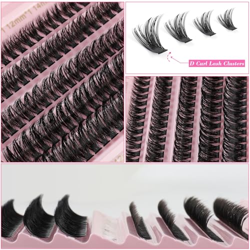 Eyelash Extension Kit 167pcs DIY Individual Eyelashes Kit Cluster Lashes D Curl 8-16mm Lash Extension Kit with Lash Bond Lash Remover Lash Kit Set(60D+80D-8-16Mix Kit)