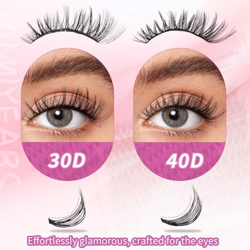 Lash Clusters Wispy 10-18mm 320pcs Volume Lash Extensions D Curvature Individual Lashes DIY Eyelash clusters Lashes fluffy false eyelashes(30+40D,0.07,10-18mm)