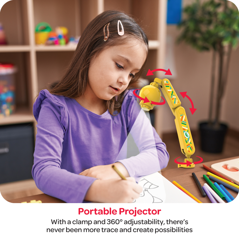 Kids Double-Sided Art Easel with Projector and Accessories - Adjustable Height