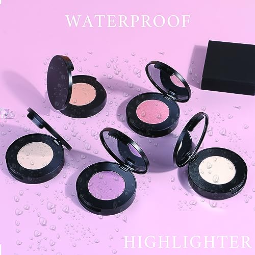 Face Highlighter Powder Palette, Glossy Glitter Illuminator Powder, Shimmer Shades for Face Highlighter Makeup, Highly Pigmented Natural Shiny Highlight Makeup Illuminator Highlighter 10