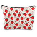 Red Strawberry Makeup Bag Cosmetic Bag, Cute Strawberry Stuff, Strawberry Gifts for Women, Cut Strawberry Small Makeup Bag for Purse (PU)
