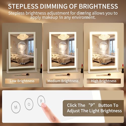 Yumelivi Vanity Mirror Three Color Lighting Modes,Smart Touch Control,Lighted Makeup Mirorr for Vanity Bedroom, Dressing Room