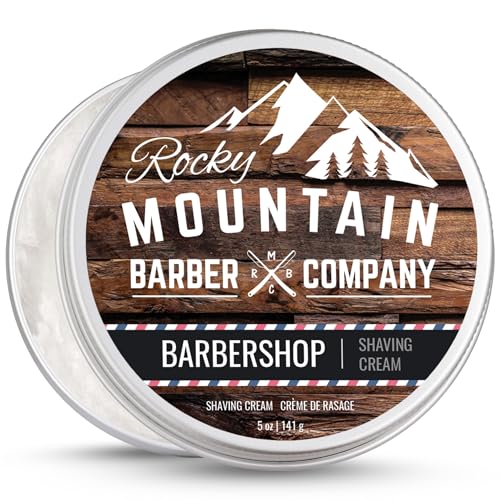 Shaving Cream for Men - Barbershop Scent - Thick Lather for Traditional and Cartridge Shaving by Rocky Mountain Barber Company - 5oz Tin