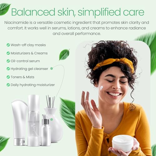 Pure Niacinamide Powder for Skin Care (Vitamin B3) DIY Niacinamide Serum, Niacin Powder (4 Ounce / 113 Gram) Cosmetic Grade
