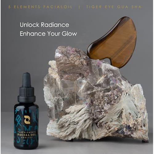 Redmint Tiger Eye Gua Sha Tool for Face | Rooted in Ancient TCM Wisdom | Rediscover Youthful Skin | Facial Massage Tools for Puffiness Reducing, Jawline Sculpting | Face Stone Gua Sha to Lift, Plump