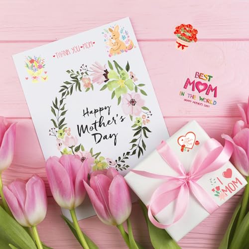 10 Sheets Mom Heart Flowers Temporary Tattoos Stickers Happy Mother's Day for Women Men Boys Girls Body Face Art Decal Decoration Supplies