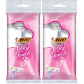 BIC Silky Touch 3 Women's Disposable Razors, With 3 Blades, Pretty Pastel Razor Handles, 1 Count Value Pack of Shaving Razors (Pack of 2)