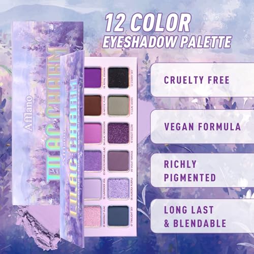 Purple Eyeshadow Palette, Pigmented Matte Shimmer Lavender Lilac Eye Shadow Pallet for Green Eyes,Bright Long Lasting Metallic Multichrome Violet Pink Makeup Pallet for Daily,Smoky,Carnival, Blendable