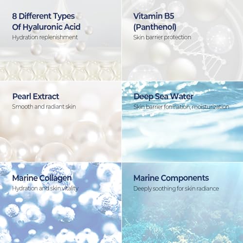 BLUE PEARLSATION 8 Hydra Marine Ampoule - Enriched with Hyaluronic Acid for Dual-Layered Skin Hydration & Panthenol Nourishment - Ideal for Sensitive Skin Types ? 1.69 floz
