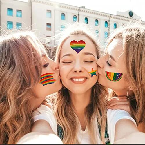 Glitter Rainbow Temporary Tattoos - 140 PCS Glitter Pride Tattoos Butterfly Heart Rainbow Tattoos for Pride Party Favors