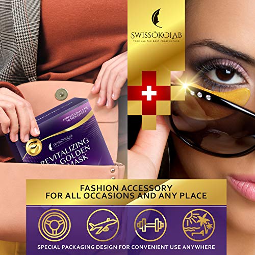 SWISS?KOLAB Under Eye Patches For Puffy Eyes 24k Gold Eye Mask Dark Circles And Puffiness Collagen Eye Gel Pads Moisturizing & Reducing Wrinkles Anti-Aging Hyaluronic Acid (Revitalising)