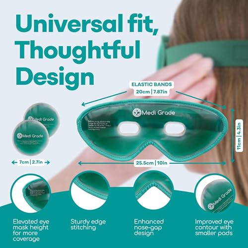 Medi Grade Cooling Gel Eye Mask for Puffy Eyes ? Reusable Gel Eye Mask and Cooling Eye Pads with Thermo-Bag for Dark Circles and Morning/Night Skincare Routine ? Reversible Cold Eye Mask