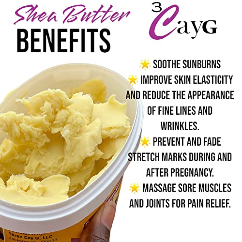 3CAYG 1 lb Unrefined Shea Butter for Hair, Skin, and Nails